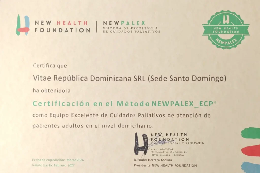 Certificación como Equipo Domiciliario Excelente de Cuidados Paliativos